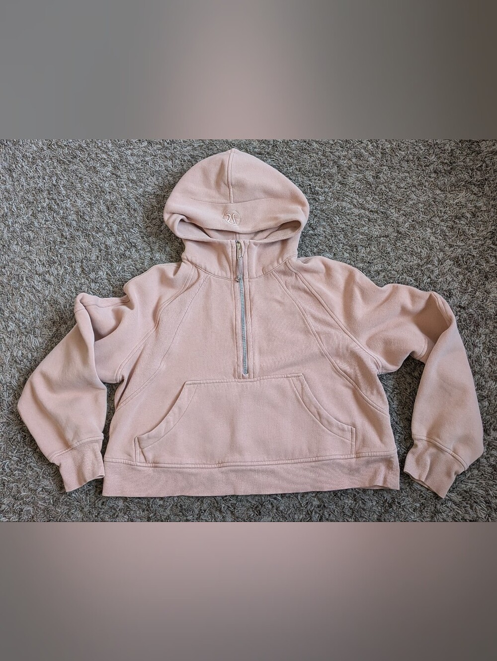 Lululemon Pink Scuba Oversized 1/2 Zip Cotton Pullover Active Hoodie Women's M/L